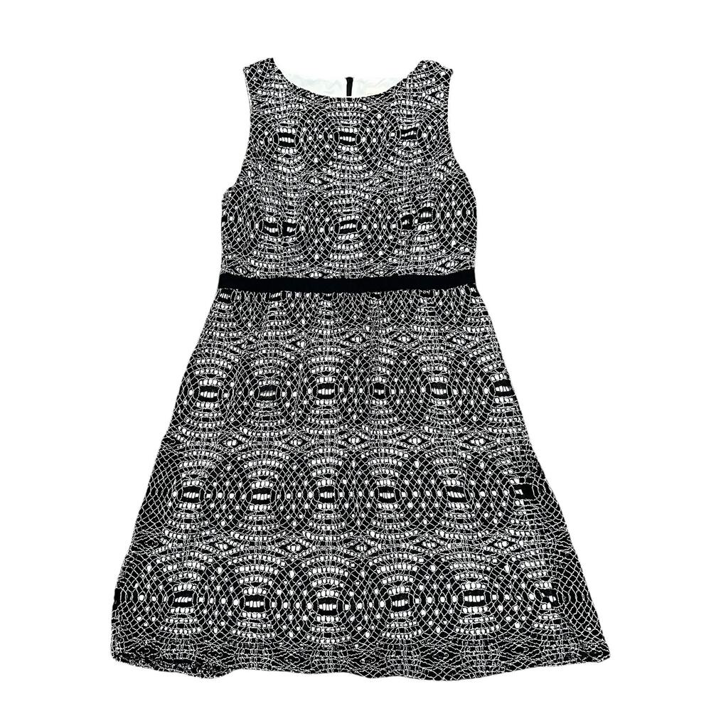 CHICO'S Black & White Knitted Dress Size 2 (US 12)